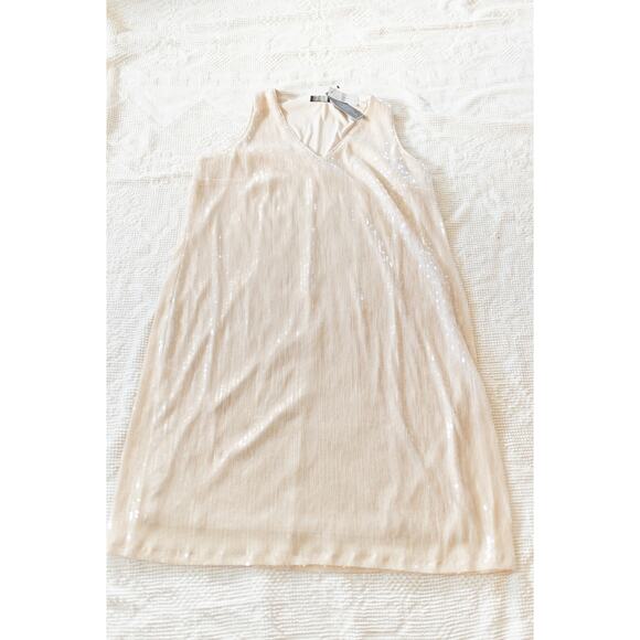 NEW Lane Bryant Midi Shift Dress 18 Cream Sequins Bridal Wedding Bachelorette - Picture 4 of 8